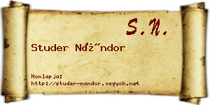 Studer Nándor névjegykártya